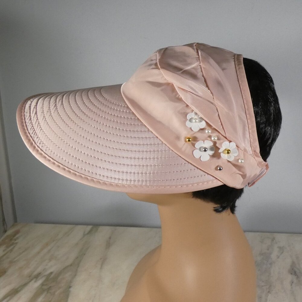NiB Fun Sun Protection! Unisex Wide Brim Safari, Sun Hat Ponytail light peach